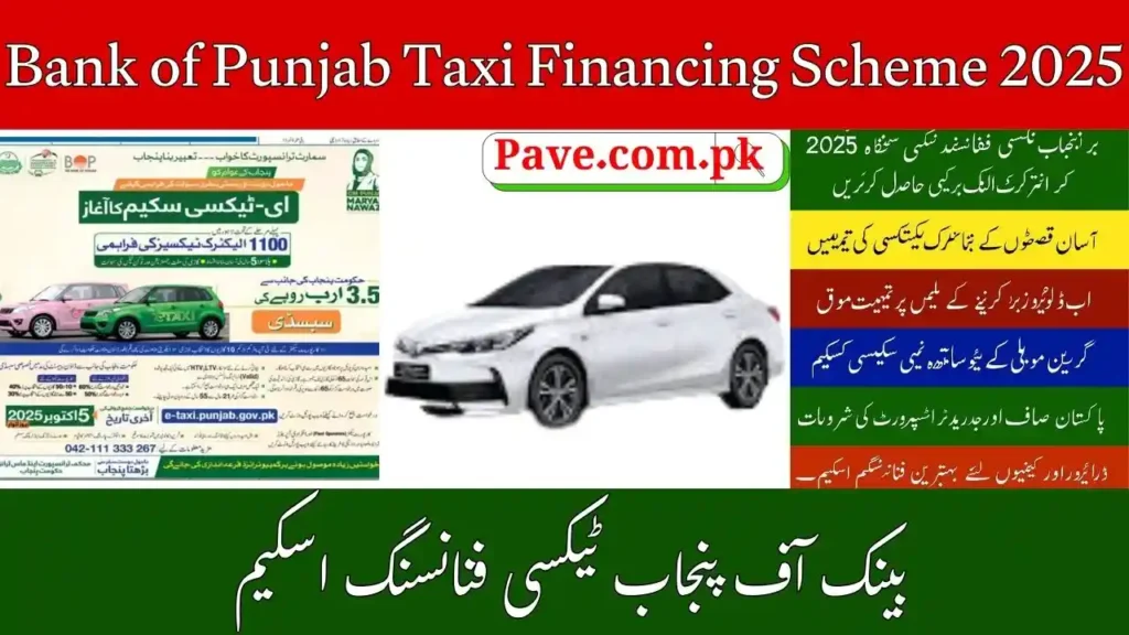 Bank of Punjab Taxi Financing Scheme 2025 | Electric Taxi Installments & Green Mobility 1 Bank of Punjab Taxi Financing Scheme