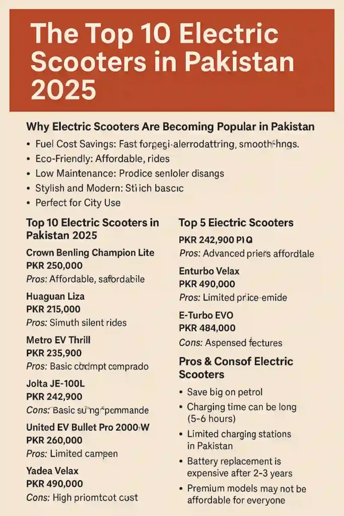 Top 10 Electric Scooters in Pakistan 2025 – Latest Prices, Specs & Full Buying Guide 2 Electric Scooters