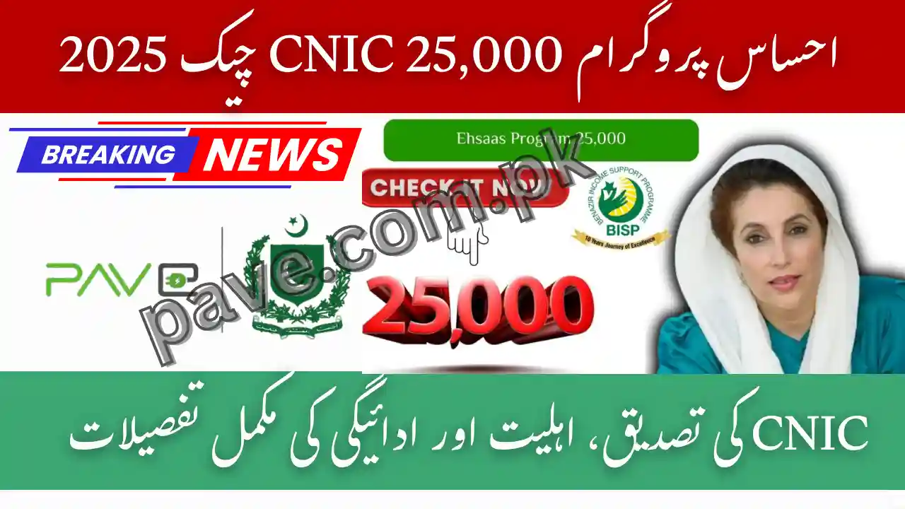 Ehsaas Program 25,000 CNIC Check 2025 — How to Verify CNIC, Eligibility & Payment Details 1 Ehsaas Program 25000 CNIC Check