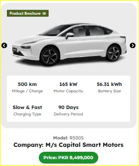 Top 5 E-Taxi Cars in Pakistan 2025 – Best Range, Specs & Price 2 R500S