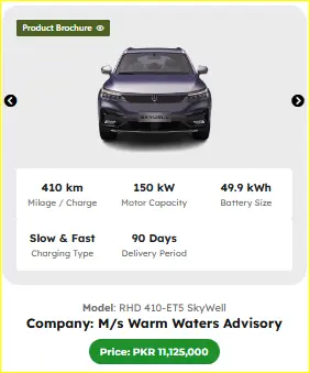 Top 5 E-Taxi Cars in Pakistan 2025 – Best Range, Specs & Price 4 RHD 410-ET5 SkyWell
