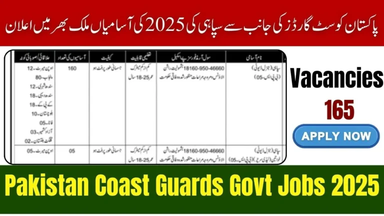 Pakistan Coast Guards Announced PCG Govt Jobs 2025