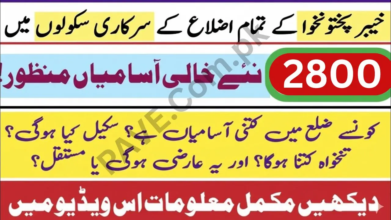 KP Announces 2800 Jobs in Government Schools – Complete Guide (2026)