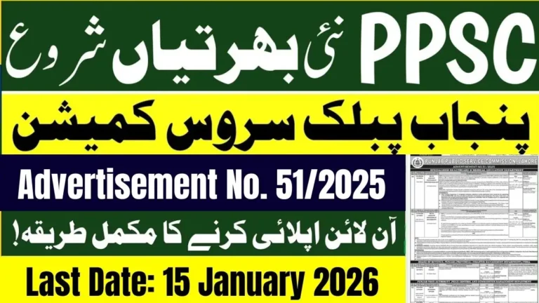 Latest PPSC Jobs Adv 51/2025 Apply Online Govt Careers