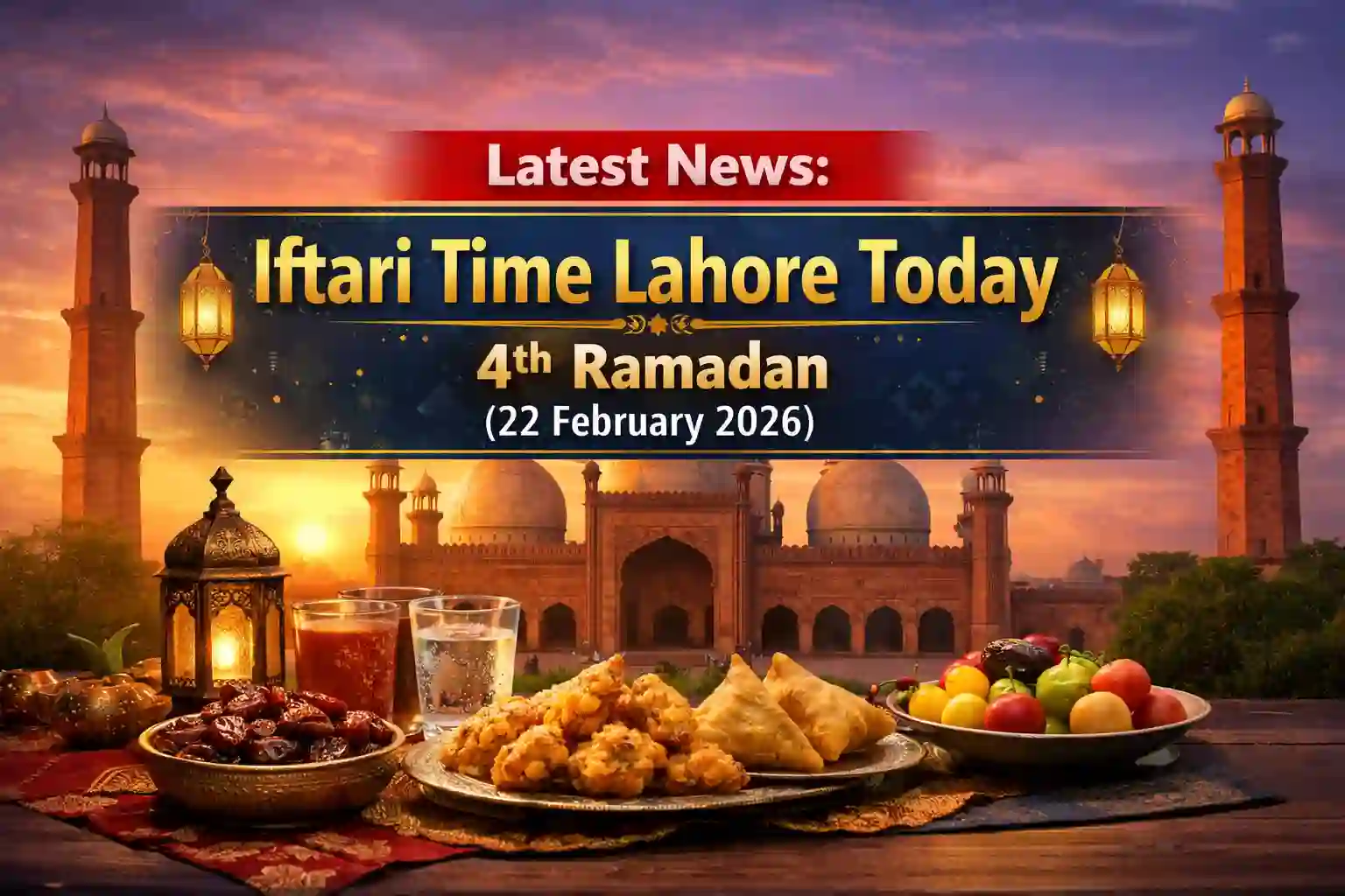 Latest News: Iftari Time Lahore Today 4th Ramadan (22 February 2026) 1 Iftari Time Lahore Today 4th Ramadan (22 February 2026)