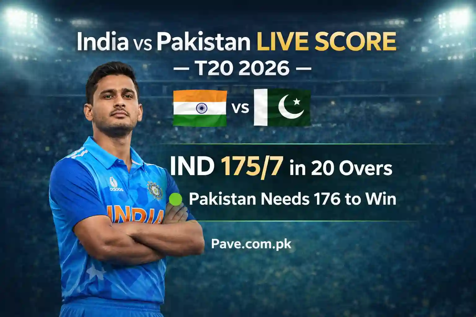 India vs Pakistan Live Score – India Post 1757 in 20 Overs