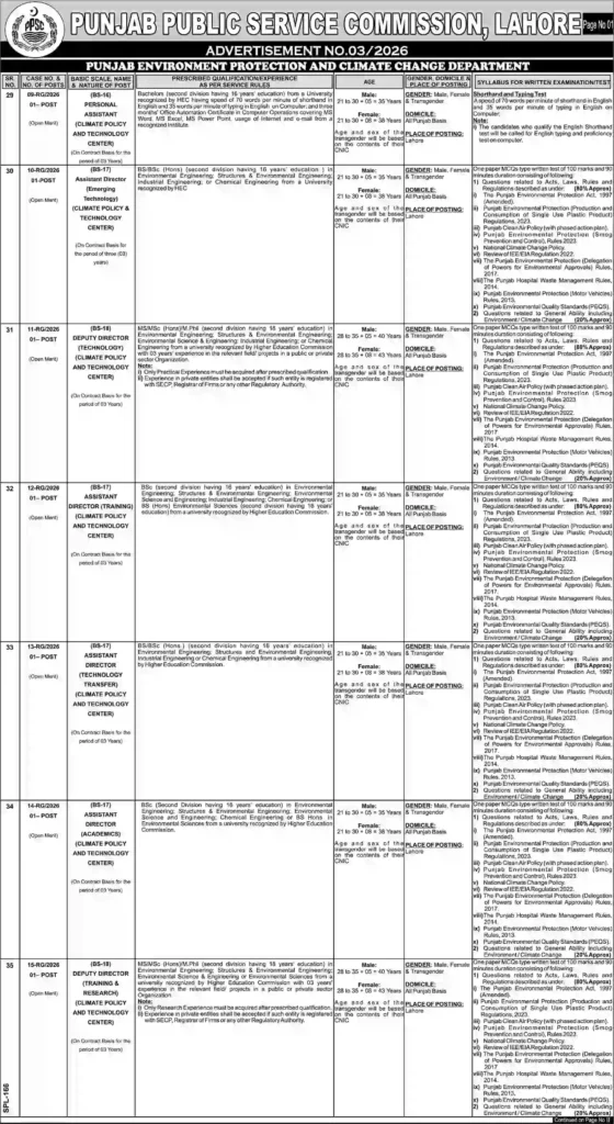 PPSC Jobs Advertisement No. 03/2026 – Latest Punjab Government Vacancies February 2026 6 PPSC Jobs Advertisement No. 03