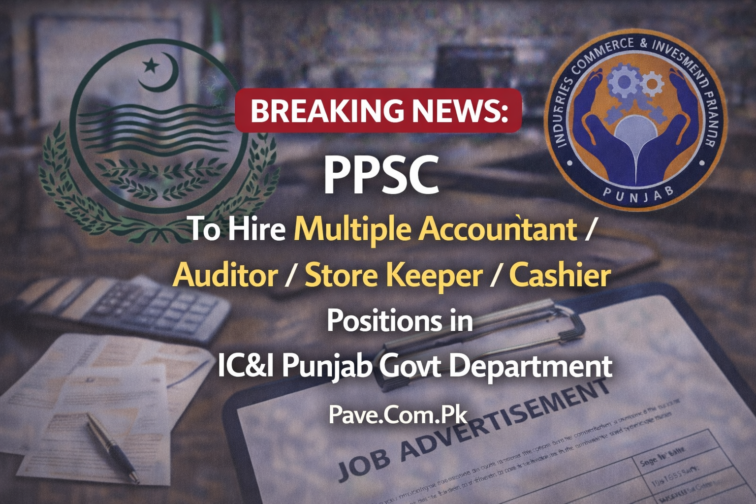 PPSC To Hire Multiple Accountant / Auditor/ Store Keeper/ Cashier Positions in IC &I Punjab Govt Department 1 PPSC To Hire Multiple Accountant Auditor Store Keeper Cashier Positions in IC I Punjab Govt Department