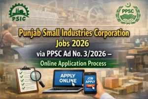 Punjab Small Industries Corporation Jobs 2026 via PPSC Ad No. 32026 – Online Application Process