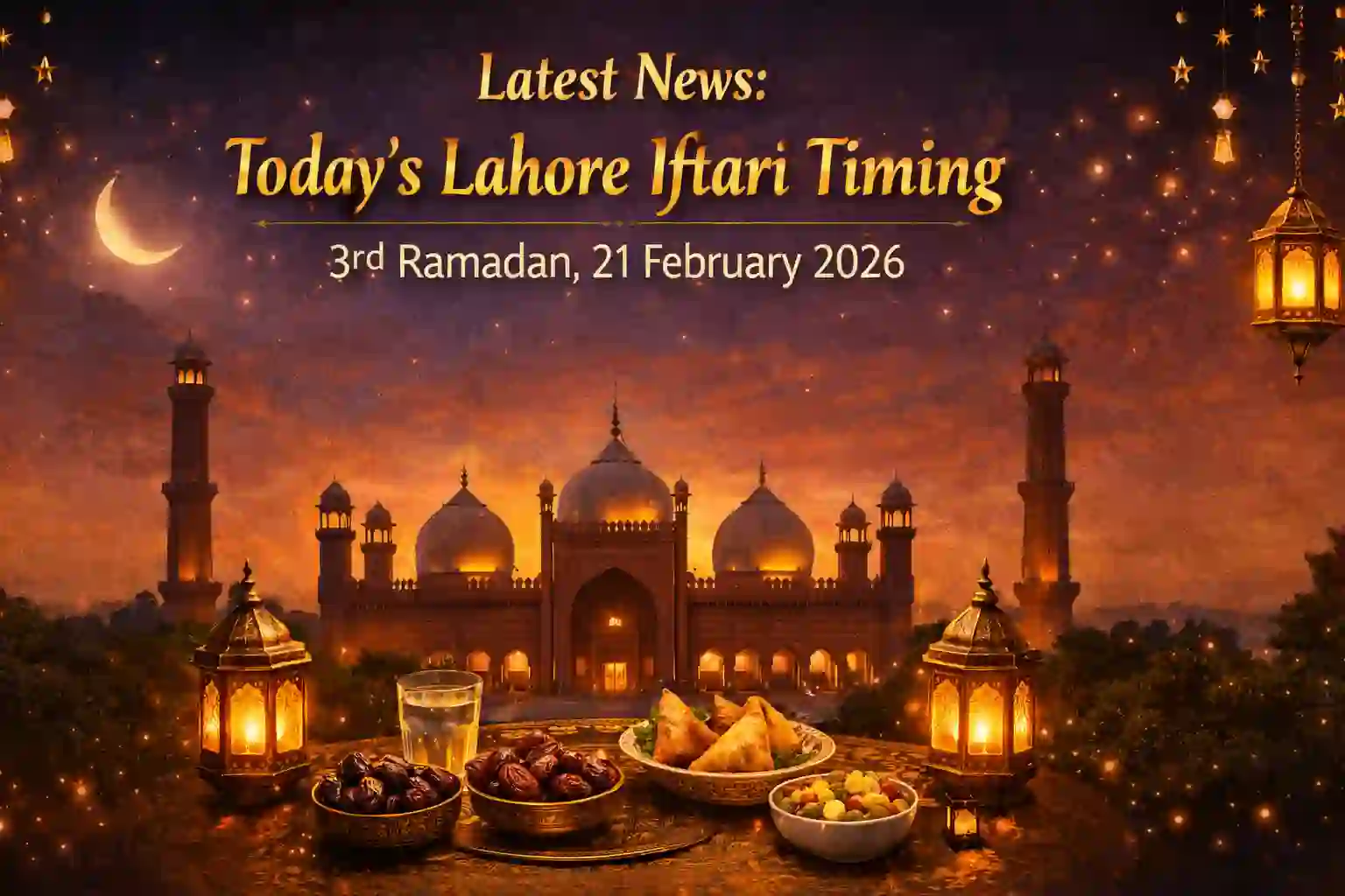 Today’s Lahore Iftari Timing – 3rd Ramadan, 21 February 2026