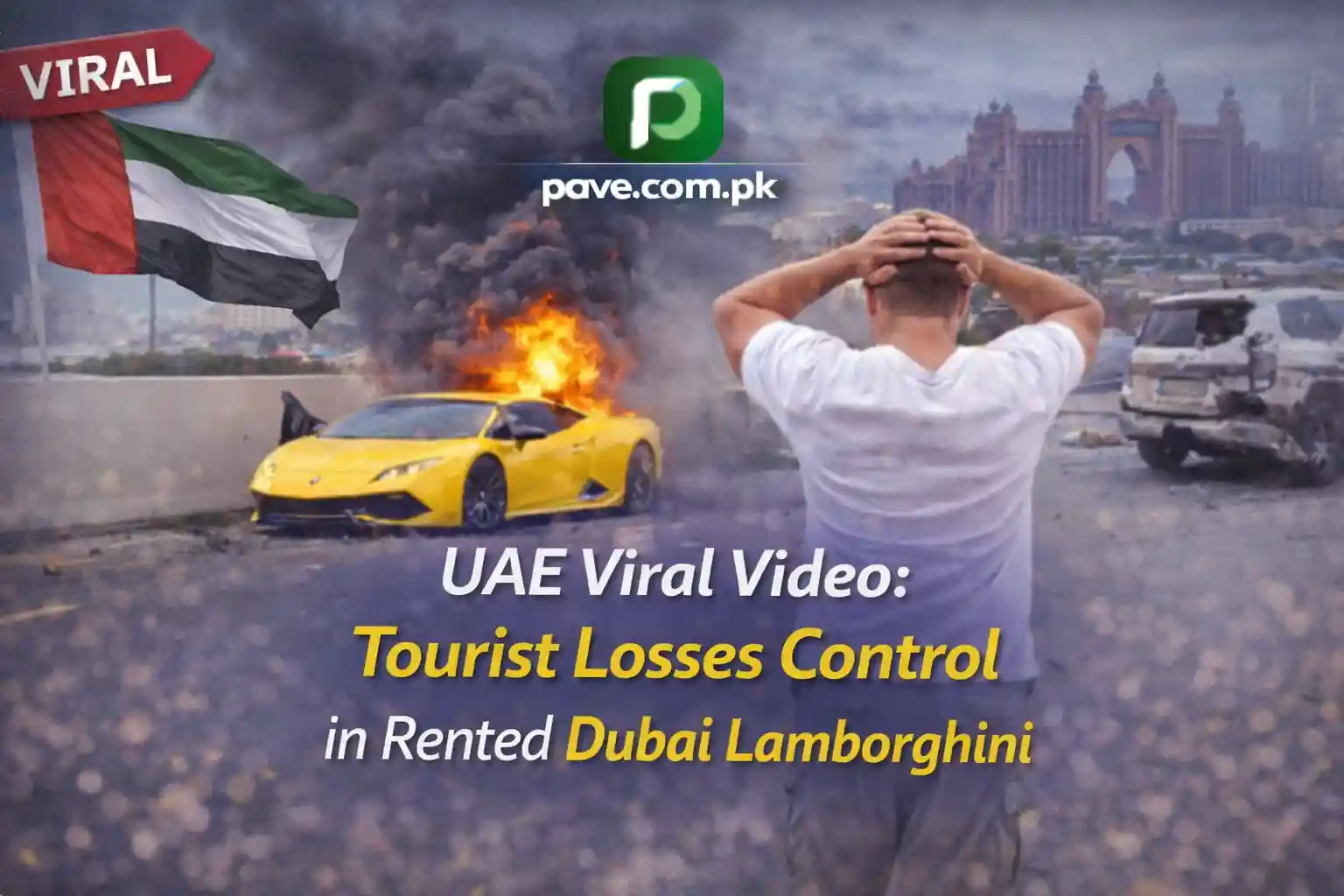 UAE Viral Video: Tourist Losses Control in Rented Dubai Lamborghini